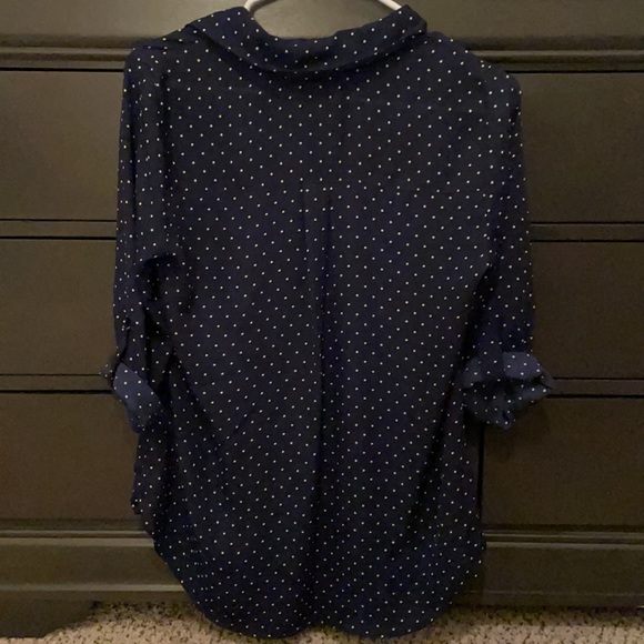 Small Navy Blue button down Fortune & Ivy Blouse - Picture 2 of 3